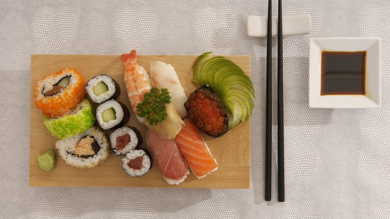 sushi, plateau, kitchen